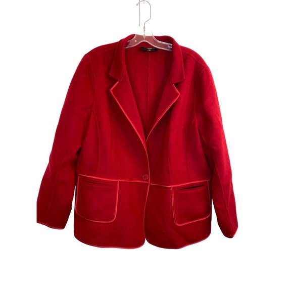 Talbots Red Wool 20W Jacket Blazer Satin Trim Festive Holiday - Picture 3 of 13